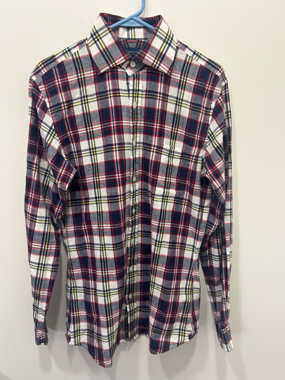 Proper Cloth Shirt Men’s Small Slim Fit Red Navy Button Down‎ Long Sleeve Oxford